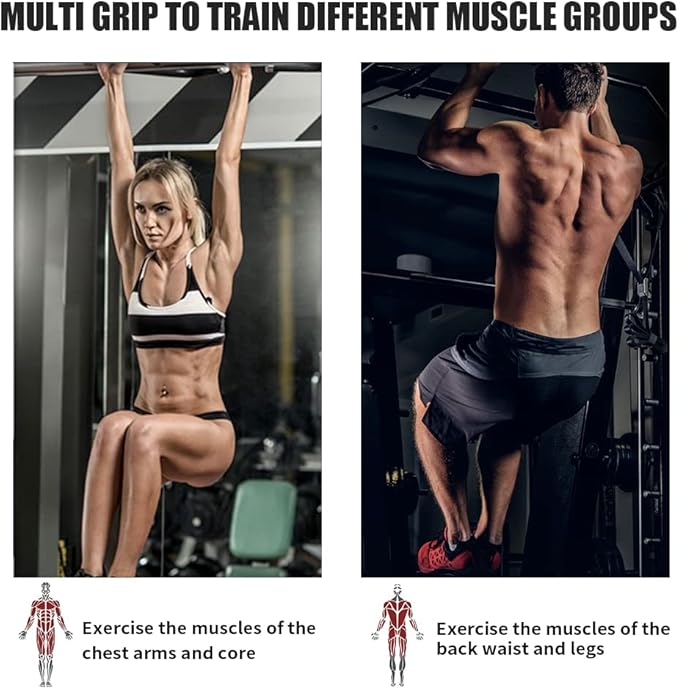 ptlsy Wall Mounted Pull Up Bar Multifunctional with Multi-grip Chin Up Bar Heavy Duty Dip Station