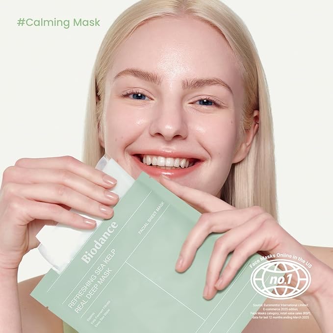 BIODANCE Refreshing Sea kelp Real Deep Mask, Overnight Hydrogel Mask, Calming, Oil & Sebum Control