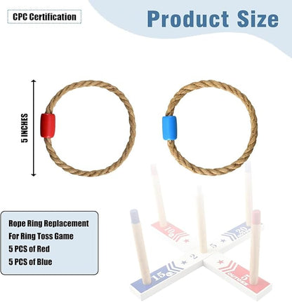 OUTOSS-Rope Toss Ring Replacement Parts (Size-5") for Adults and Kids,Durable Jute Rope Ring Toss