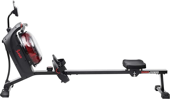 Sunny Health & Fitness Elite Water Rowing Machine with High Dynamic Resistance Vertical Tank