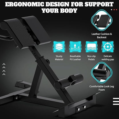 Roman Chair,Back Extension Bench,Multi Functional Ab Bench, Hyperextension Bench Abdominal