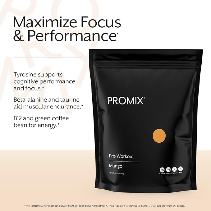 ProMix Nutrition Pre-Workout - Maximize Focus and Performance - Free of Stevia, Xanthan Gum, Soy
