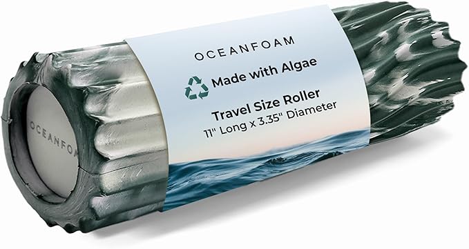 Oceanfoam Ripple Travel Foam Roller (11" x 3.35") Firm Mini Foam Roller for Physical Therapy, Deep