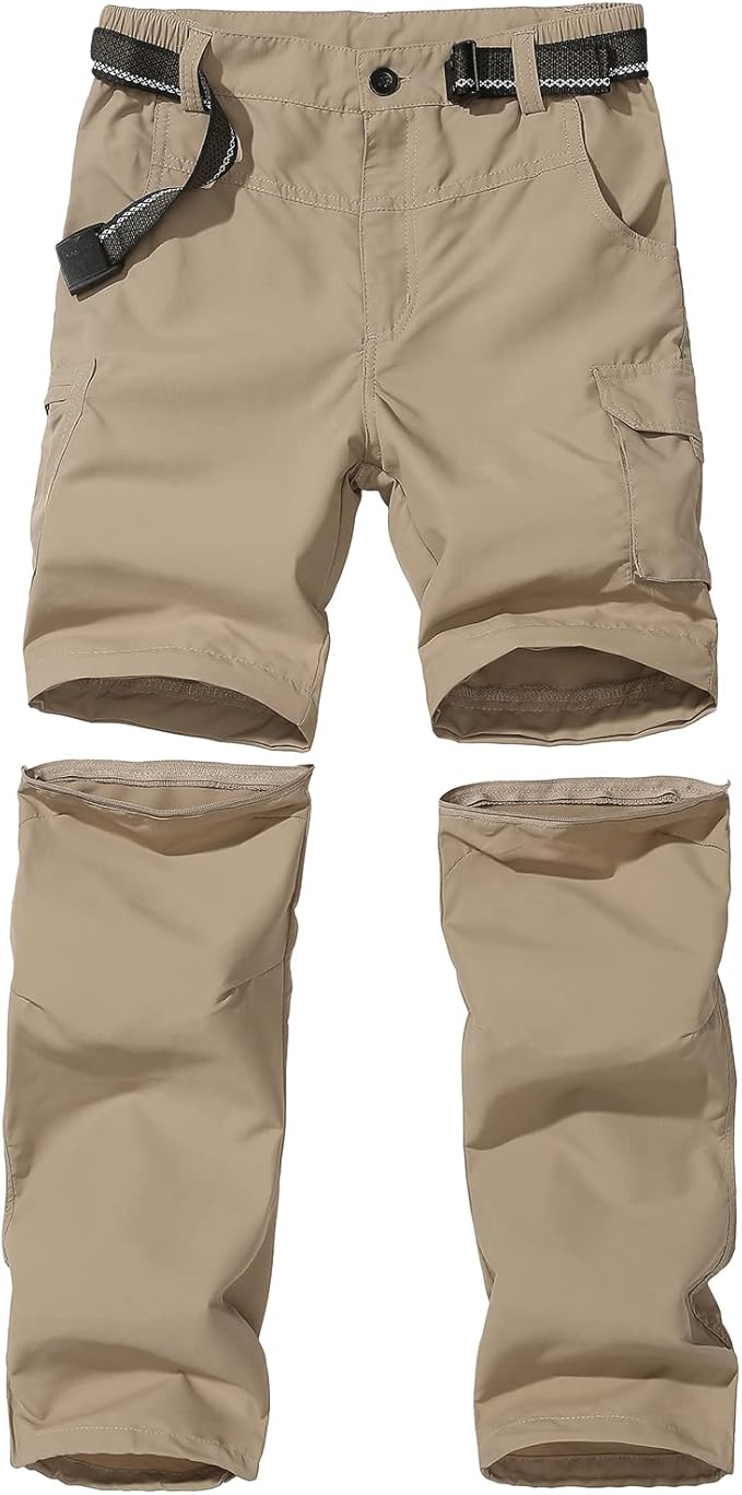 Boy’s Convertible Hiking Pants Lightweight Quick Dry Zip Off Pants for Kids Youth Outdoor UPF 50+
