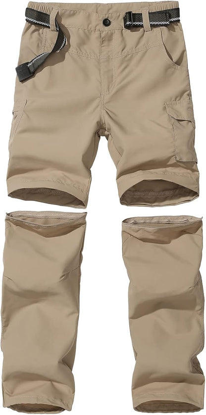 Boy’s Convertible Hiking Pants Lightweight Quick Dry Zip Off Pants for Kids Youth Outdoor UPF 50+