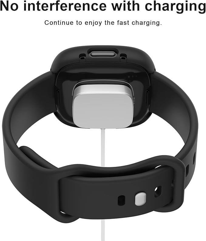 Vancle Case for Fitbit Versa 4 / Fitbit Sense 2, 4-Pack Screen Protector Tempered Glass Full Around
