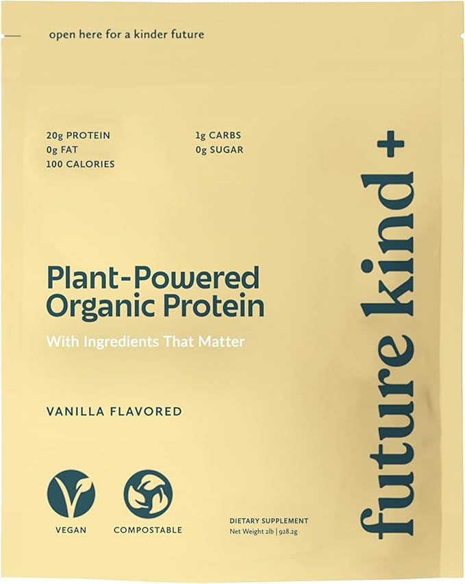 Future Kind Vegan Protein Powder, Vanilla, Pea Plant Protein for Lean Muscle with Iron & Fiber