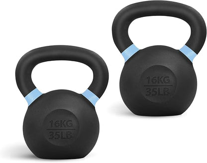 Yes4All Kettlebell, Heavy Duty Powder Coated Cast Iron Kettlebells, Non-Slip Handle & Flat Bottom