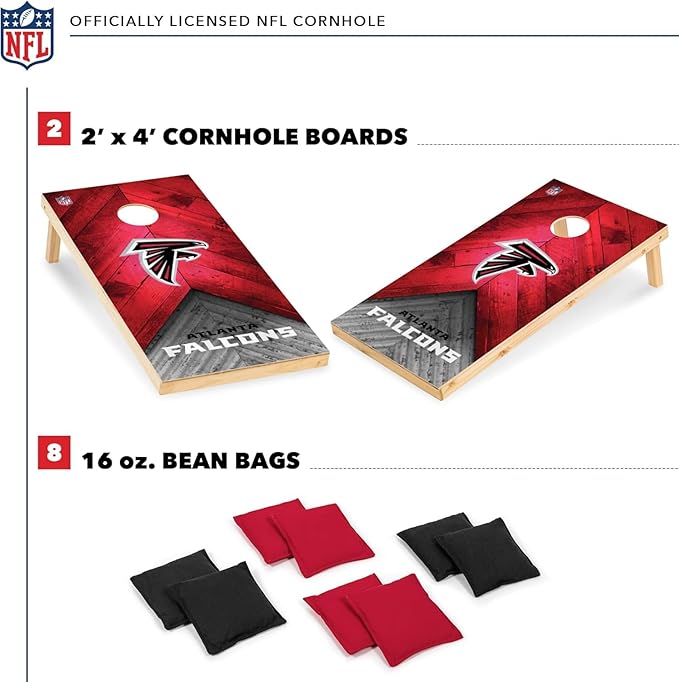 NFL Football 2' x 4' Regulation Size Solid Wood Cornhole Set with Direct Print HD Team Graphics