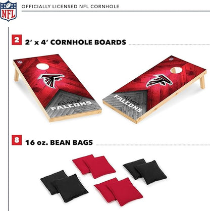 NFL Football 2' x 4' Regulation Size Solid Wood Cornhole Set with Direct Print HD Team Graphics