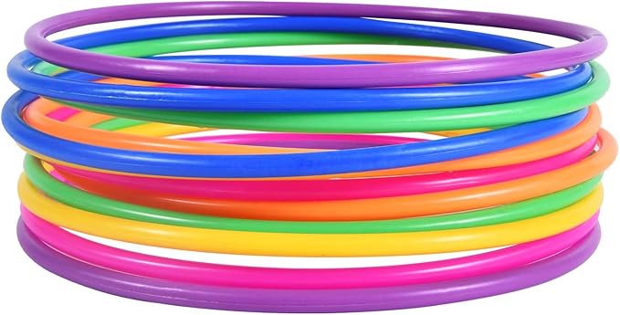 OBTANIM 12 Pcs Plastic 7 Inch Ring Toss Game for Kids and Outdoor Toss Rings for Speed and Agility