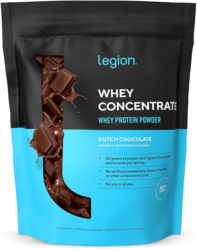 LEGION Whey Protein Powder - Naturally Flavored Whey Protein Concentrate with BCAAs - Supports