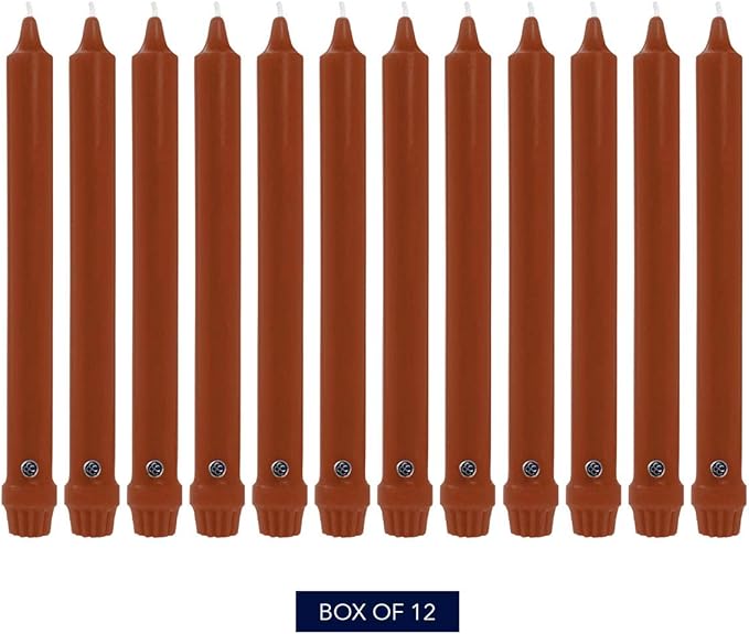 Colonial Candle Unscented Taper Candle, Classic Collection, Amber, 12 in, Pack of 12 - Up to 10