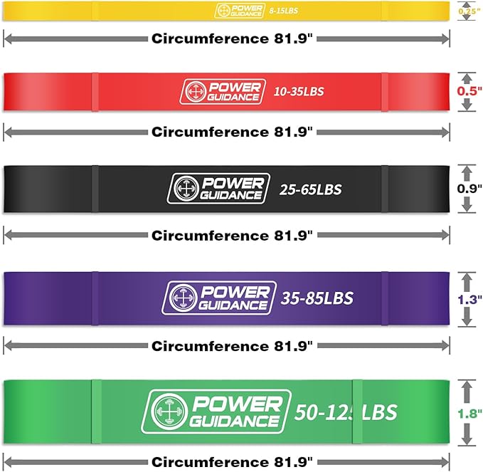 POWER GUIDANCE Pull Up Assist Bands - Stretch Resistance Band - Mobility Band - Powerlifting Bands