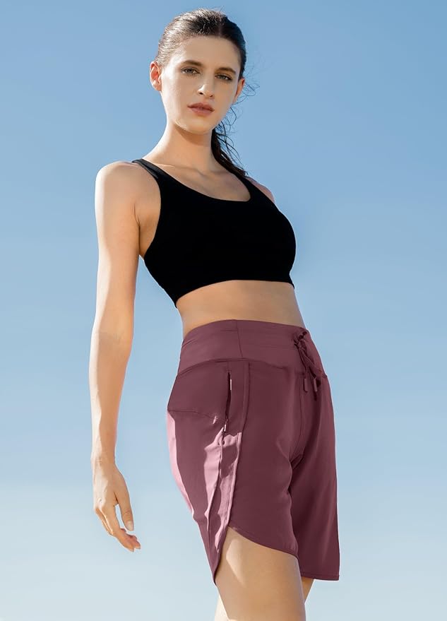 Willit Women's 7" Athletic Running Shorts Long Workout Hiking Shorts Quick Dry High Waisted Active