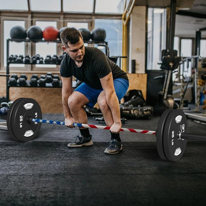 7FT Olympic Barbell Bar with Weight Plate Set Combo, Solid Olympic Bar with Bearings, 700Lbs