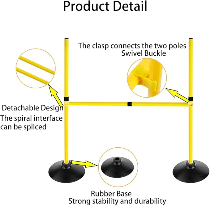 Adjustable Height Agility Hurdle Set Multi-Function Soccer Trainning Pole Set Coaching Sticks with