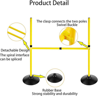 Adjustable Height Agility Hurdle Set Multi-Function Soccer Trainning Pole Set Coaching Sticks with