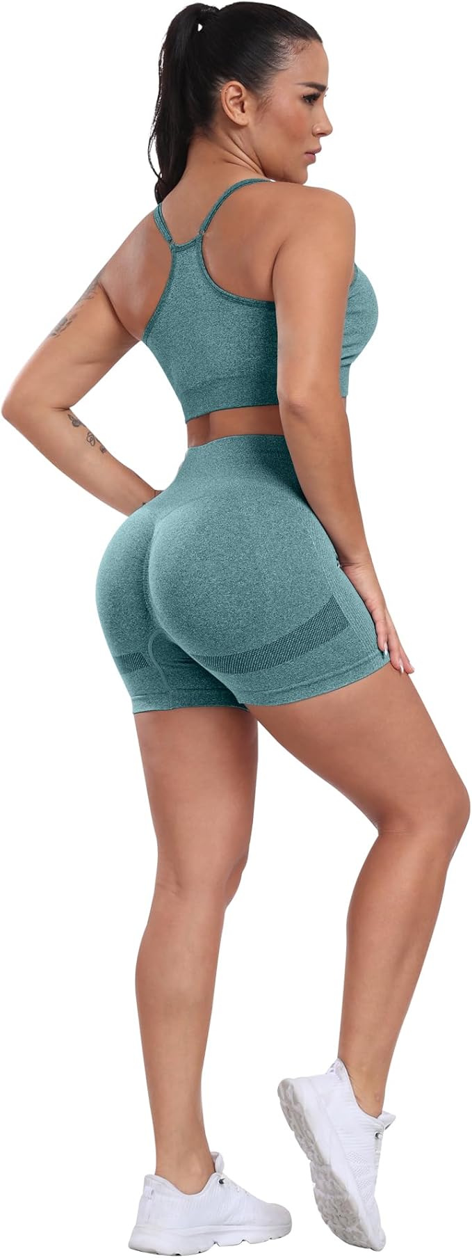 CHRLEISURE Women's 4 Packs Workout Gym Shorts, High Waisted Butt Lifting Scrunch Butt Seamless