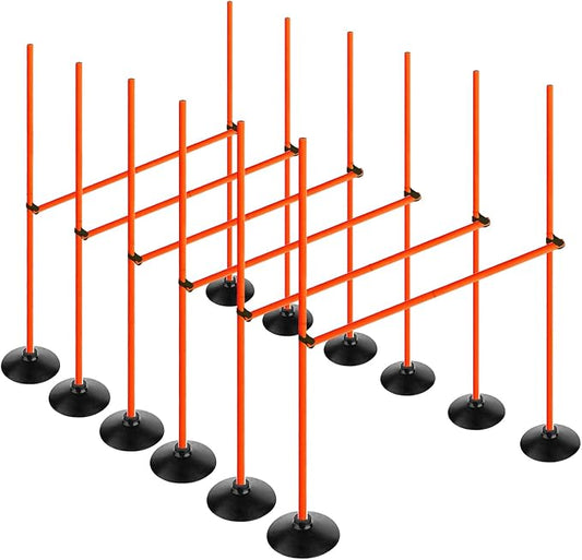 Orange Adjustable Height Agility Hurdle Set Multi-Function Soccer Trainning Pole Set Coaching