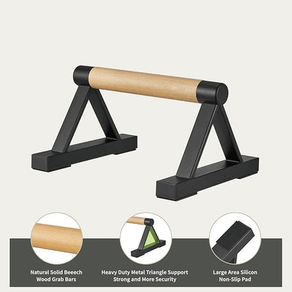 1 Pair Wooden Parallettes Push Up Bars for Men, Strength Training Pushup Stands Handles for Home