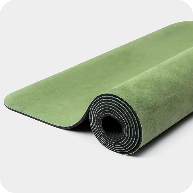 4mm Cushioned Exercise Mat for Yoga & Pilates - Anti Slip, Polyurethane with Suede Top & Carrying