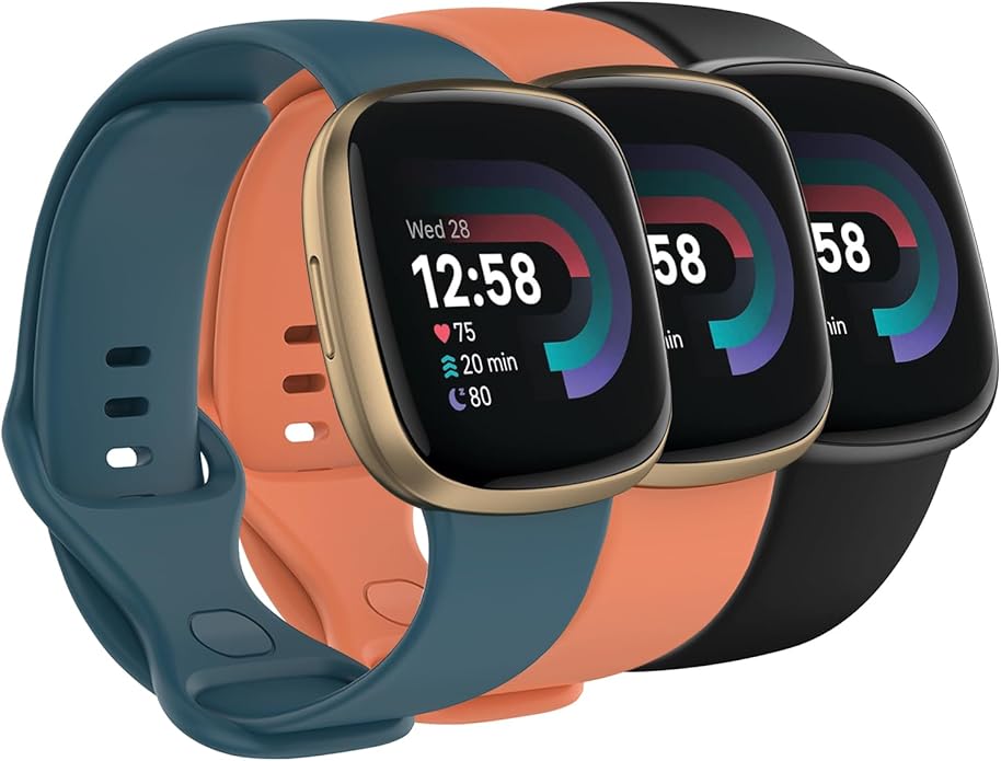 Compatible with Fitbit Versa 4 / Fitbit Versa 3 / Fitbit Sense/Sense 2 Bands, Soft Silicone