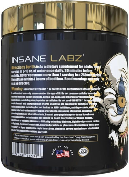 Insane Labz Psychotic Gold, High Stimulant Pre Workout Powder, Extreme Lasting Energy Focus, Pumps