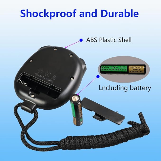 Stopwatch Timer with Countdown, ON/Off Simple Operation No Clock No Date, Digital Stop Watch for