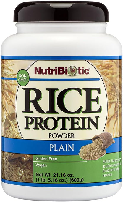NutriBiotic ??Plain Rice Protein, 1 Lb 5 oz (600g) - Low Carb, Keto-Friendly, Vegan, Raw Protein