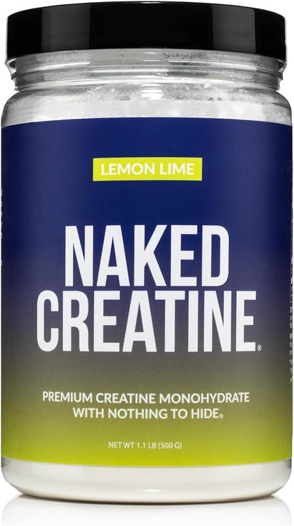 NAKED Pure Micronized Lemon Lime Creatine Monohydrate - 42 Servings - 500 Grams, 1.1Lb Bulk, Vegan