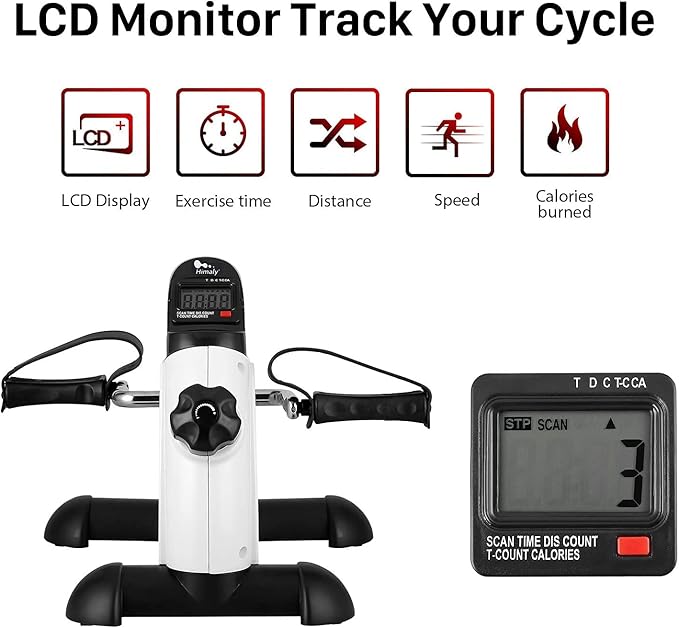 Mini Exercise Bike, himaly Under Desk Bike Pedal Exerciser Portable Foot Cycle Arm & Leg Peddler