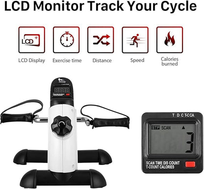 Mini Exercise Bike, himaly Under Desk Bike Pedal Exerciser Portable Foot Cycle Arm & Leg Peddler