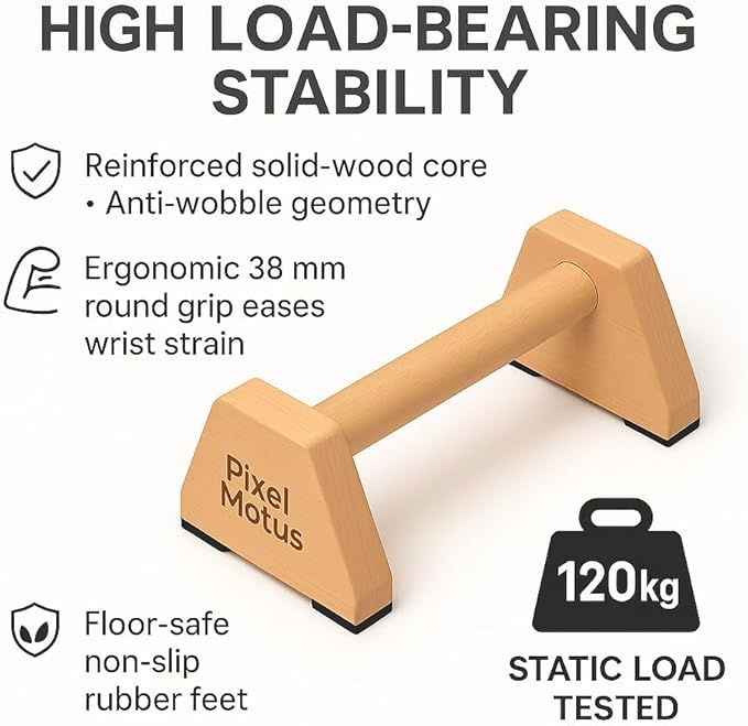 Wooden Parallettes Bars Calisthenics Push Up Bars for Handstand Dips & Balance Training Solid Wood