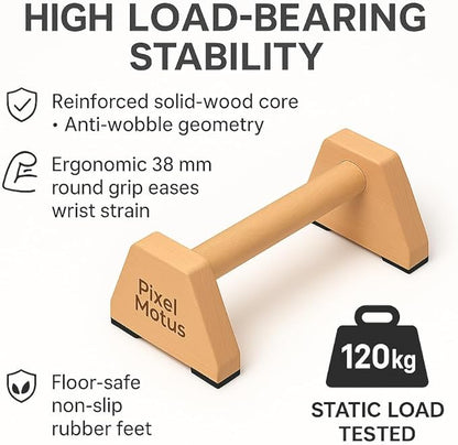 Wooden Parallettes Bars Calisthenics Push Up Bars for Handstand Dips & Balance Training Solid Wood