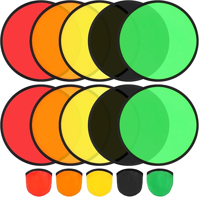 10 PCS Foldable Flying Disc Fans Set with Bag Folding Pocket Beach Flying Disc for Party Favors
