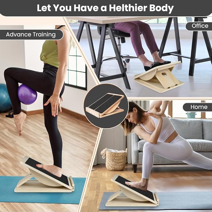 2-in-1 Fitness Slant Board for Calf Stretching Adjustable Incline Board for Mobility, Rehab, Yoga