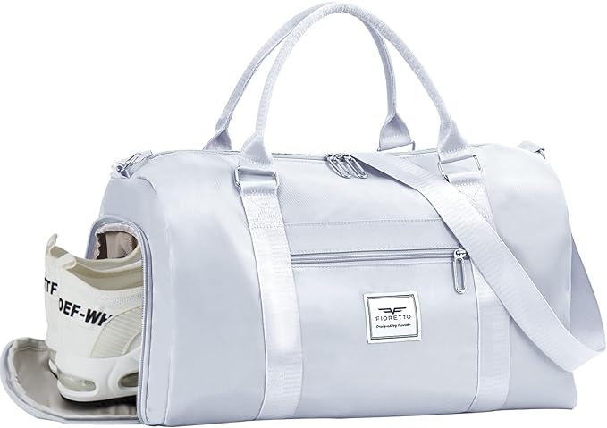 FIORETTO Womens Gym Tote Duffle Bag with Wet Pocket & Shoe Compartment, Sports Duffel Overnight
