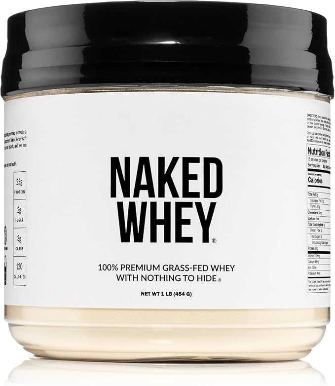 NAKED Whey 1Lb - Only 1 Ingredient, Grass Fed Whey Protein Powder, Undenatured, No Gmos, No Soy