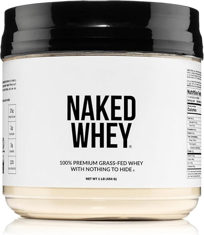 NAKED Whey 1Lb - Only 1 Ingredient, Grass Fed Whey Protein Powder, Undenatured, No Gmos, No Soy