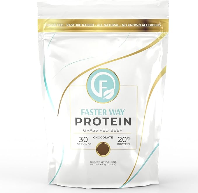 Faster Way - Protein Powder - Hydrolyzed Grass Fed Beef - 20g of Protein Per Serving - Muscle