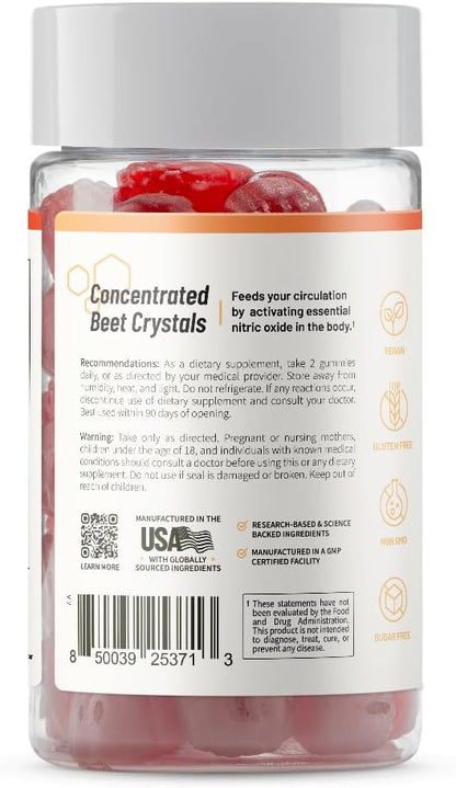 Snap Supplements Beet Root Gummies, Nitric Oxide Supplement with Organic Beets, Vitamins