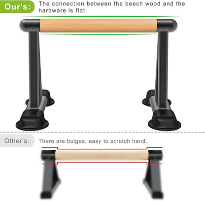 Dolibest Push Up Bar, 12'' High Parallettes Bars with Wooden Handles, Stable and Comfortable