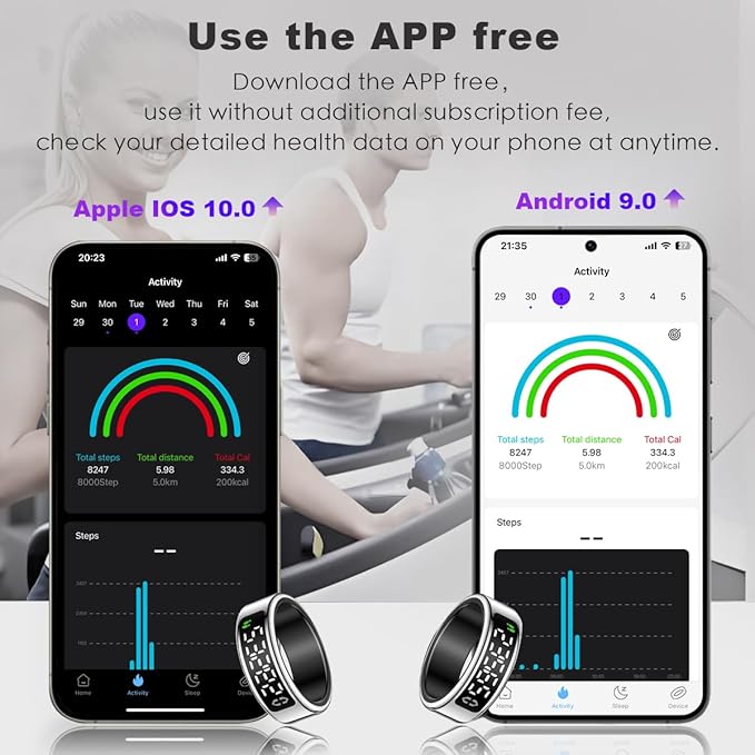Smart Health Ring with Screen,for Women Men Fitness Tracker with Heart Rate, Blood Oxygen, HRV