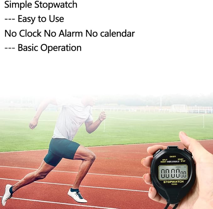 Digital Simple Stopwatch, 1/30 Lap Basic Stopwatch, No Bells, No Clock, No Alarm, Silent, Child
