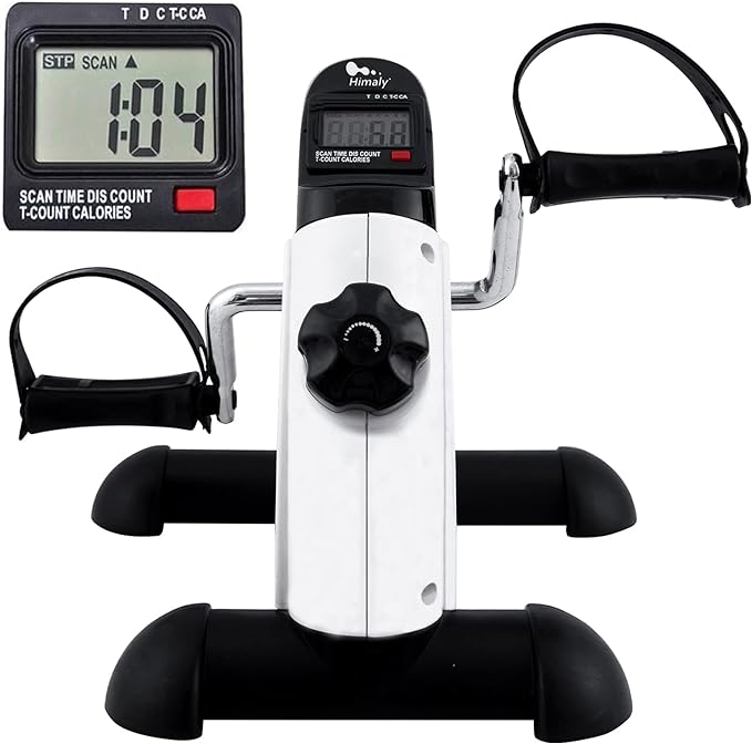 Mini Exercise Bike, himaly Under Desk Bike Pedal Exerciser Portable Foot Cycle Arm & Leg Peddler