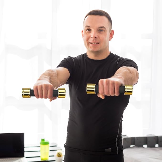 TECHNOAGE Round Dumbbell Sets with Steel Handle, Odorless Neoprene rubber Handle Cover