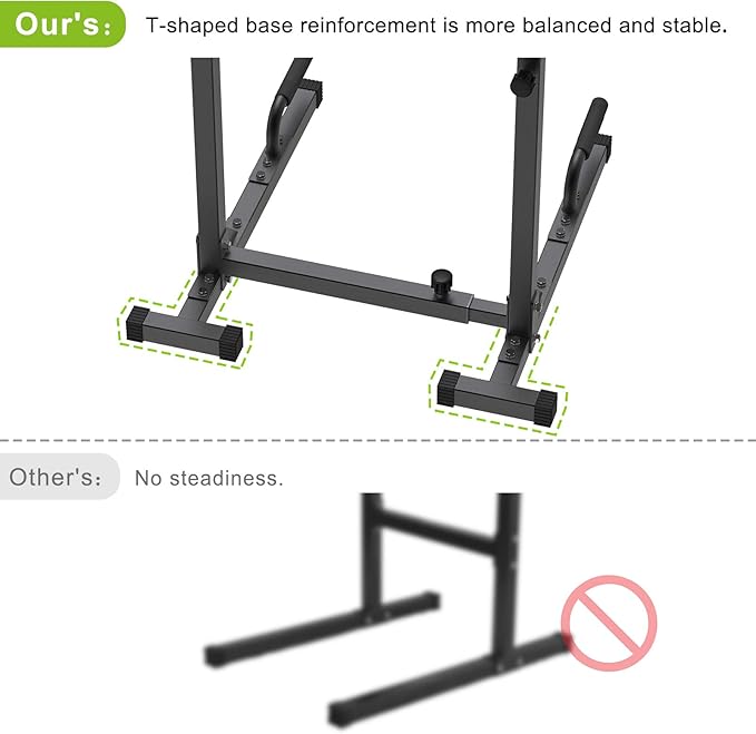 SELEWARE Heavy Duty Dip Bar, Adjustable Width & Height Dip Station Home Gym Fitness Equipment