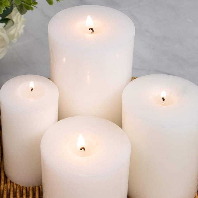 KONNI White Pillar Candles Set of 10, 2"x 4" Unscented Pillar Candles Bulk, 20 Hours Long Burning