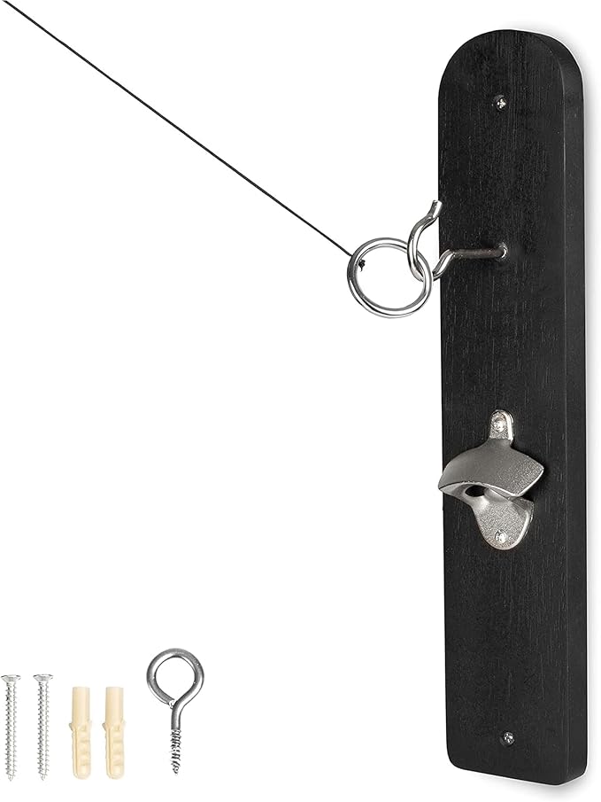 Barcaloo Hook and Ring Game with Bottle Opener and Magnetic Bottle Cap Catch - Adult Ring Toss Game